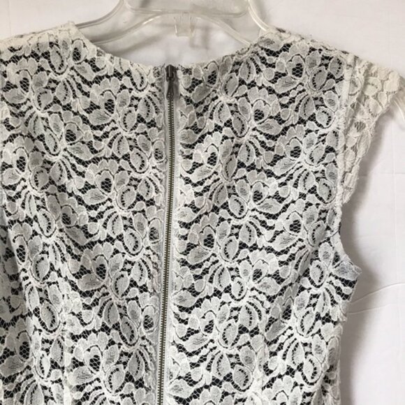 Aritzia Wilfred Talula Belgravia Lace Mini Dress Lined Back Zip Cap Sleeves Crew - Picture 6 of 16